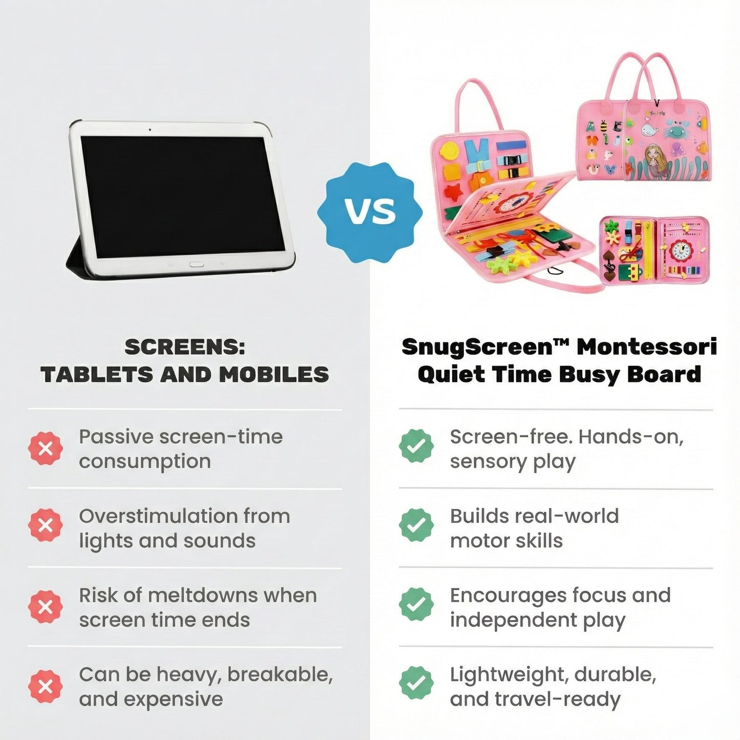 SnugScreen™ Montessori Quiet Time Busy Board