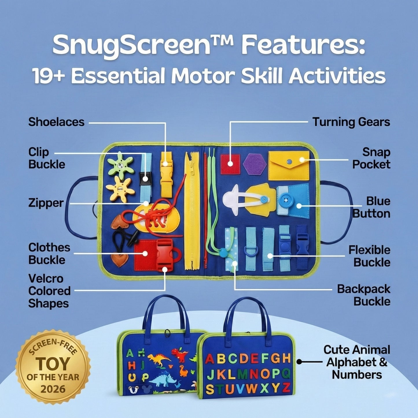 SnugScreen™ Montessori Quiet Time Busy Board
